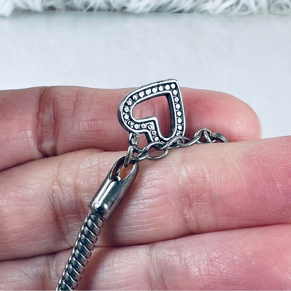 Pretty Aged Silvertone Blue Multi Charm Beaded Br… - image 5